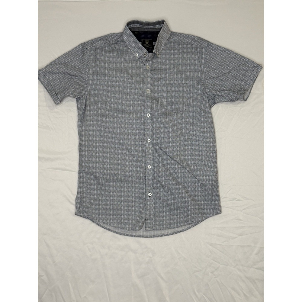 Steel & Jelly London Mens Short Sleeve Button Up Shirt Medium Gray Pattern